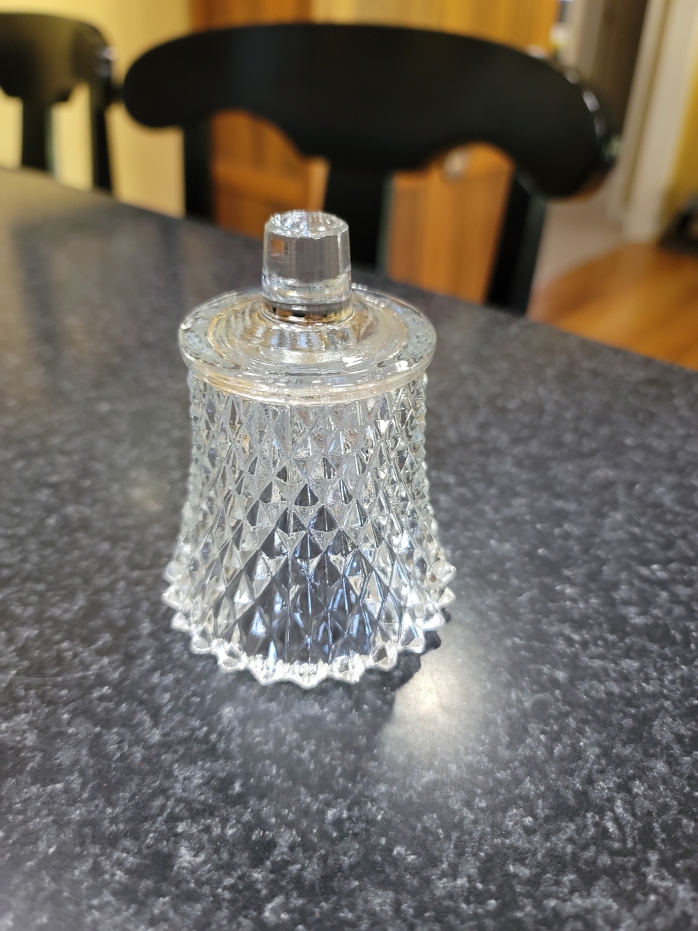Vintage clear glass diamond-point peg votive cup Homco